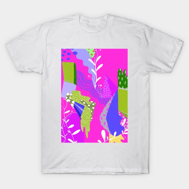 Pink Abstract Art T-Shirt by Kamaloca